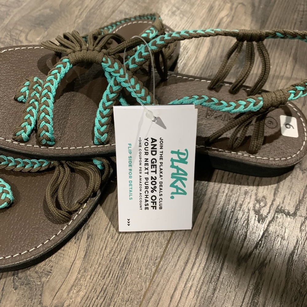 Plaka Sandals Brown/Teal US Size 9 - Picture 8 of 9